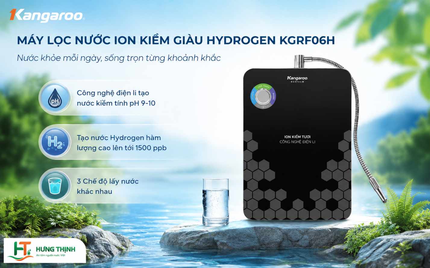 Máy tạo nước Hydrogen ion kiềm Kangaroo KGRF06H